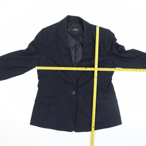 Next Women Blue Check Tailored Single-Breasted Blazer Size 14