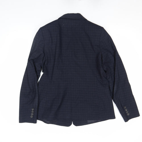Next Women Blue Check Tailored Single-Breasted Blazer Size 14