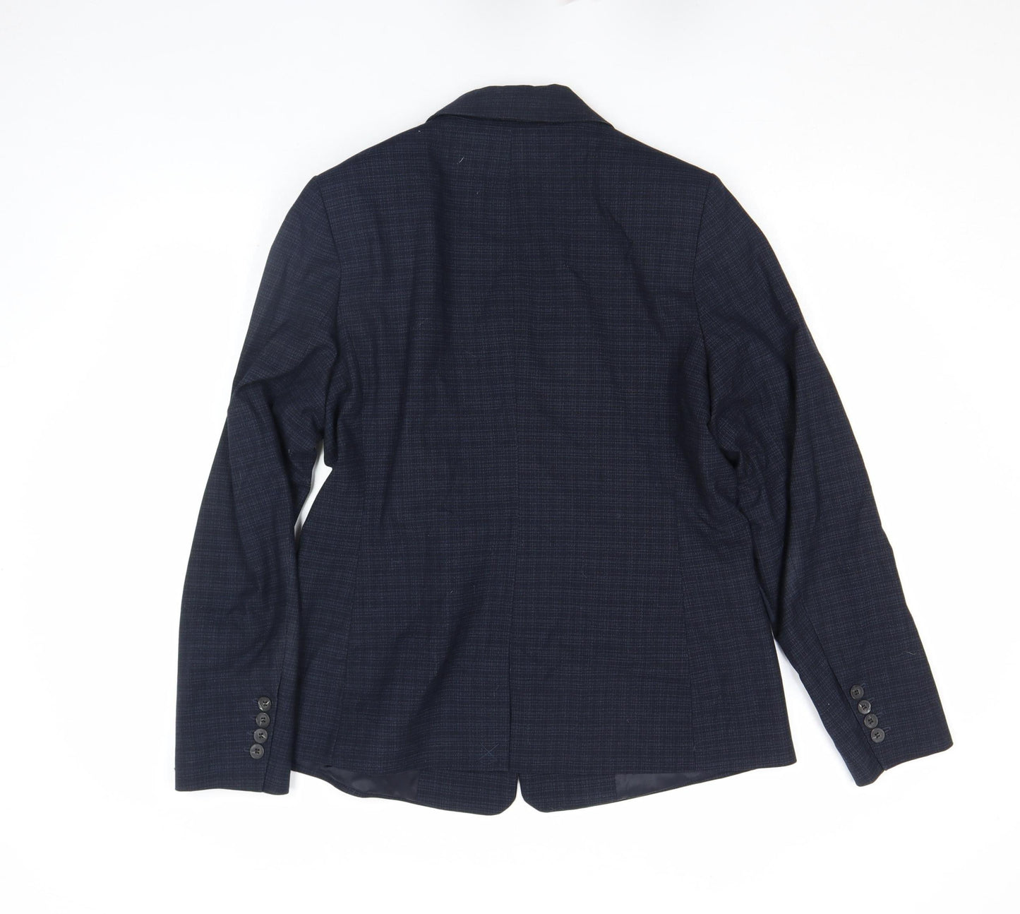 Next Women Blue Check Tailored Single-Breasted Blazer Size 14