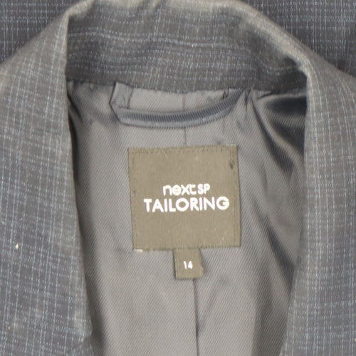 Next Women Blue Check Tailored Single-Breasted Blazer Size 14