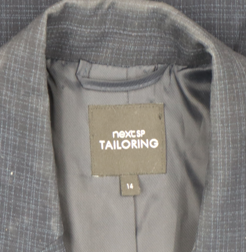 Next Women Blue Check Tailored Single-Breasted Blazer Size 14