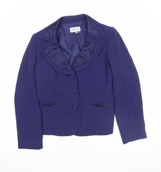 Gold by Michael H Women Blue Size 14 Classic Blazer Jacket