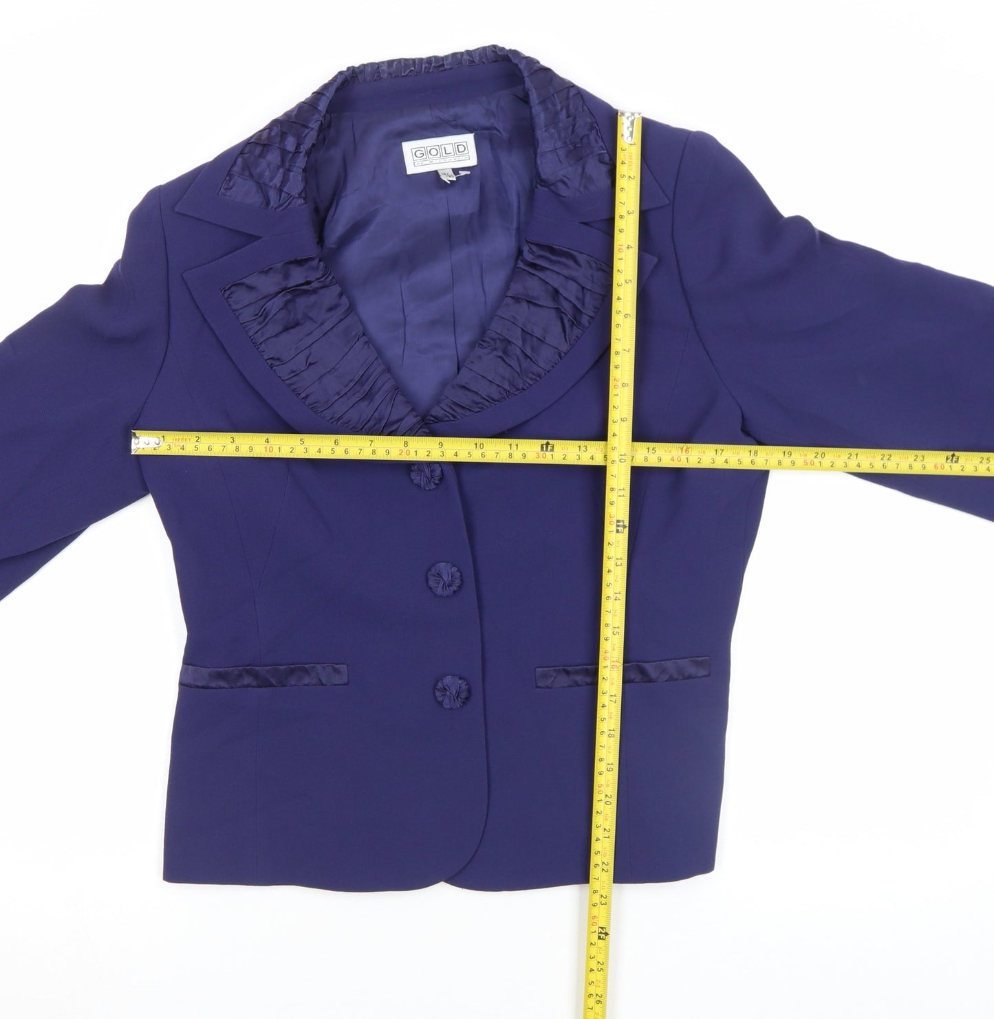 Gold by Michael H Women Blue Size 14 Classic Blazer Jacket