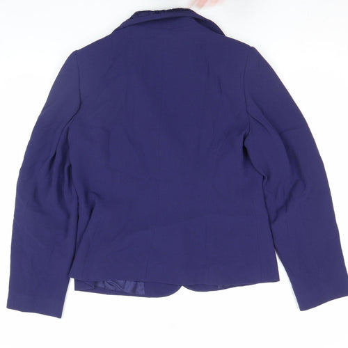 Gold by Michael H Women Blue Size 14 Classic Blazer Jacket