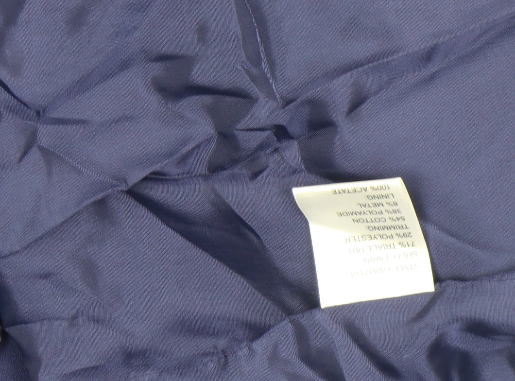 Gold by Michael H Women Blue Size 14 Classic Blazer Jacket