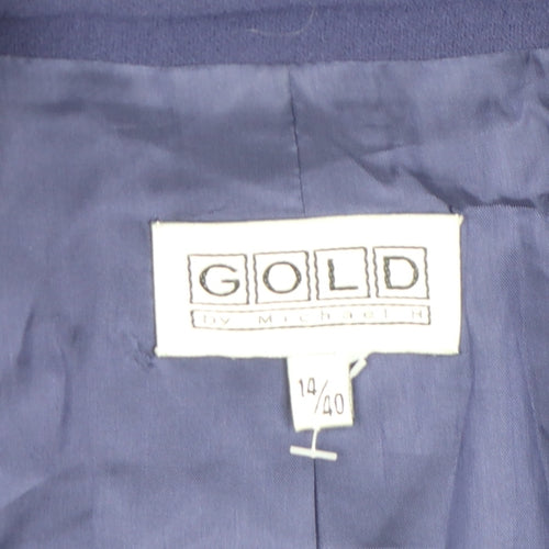Gold by Michael H Women Blue Size 14 Classic Blazer Jacket