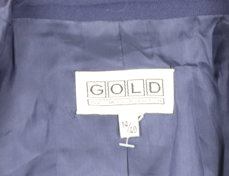 Gold by Michael H Women Blue Size 14 Classic Blazer Jacket