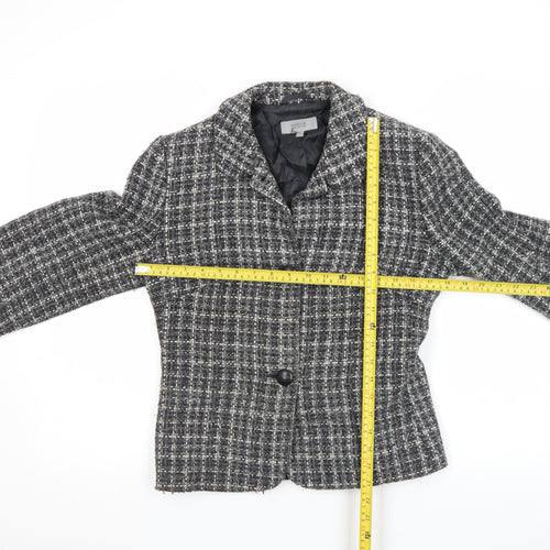 Marks and Spencer Women Black Wool Tweed Blazer Jacket Size 10