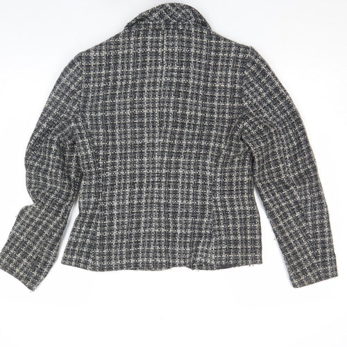 Marks and Spencer Women Black Wool Tweed Blazer Jacket Size 10