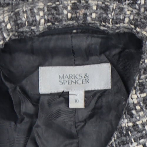 Marks and Spencer Women Black Wool Tweed Blazer Jacket Size 10