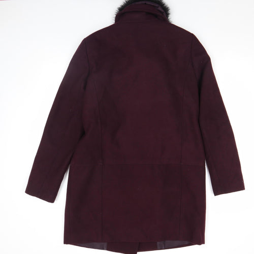 F&F Women's Purple Faux Fur Collar Mid-Length Coat Size 14