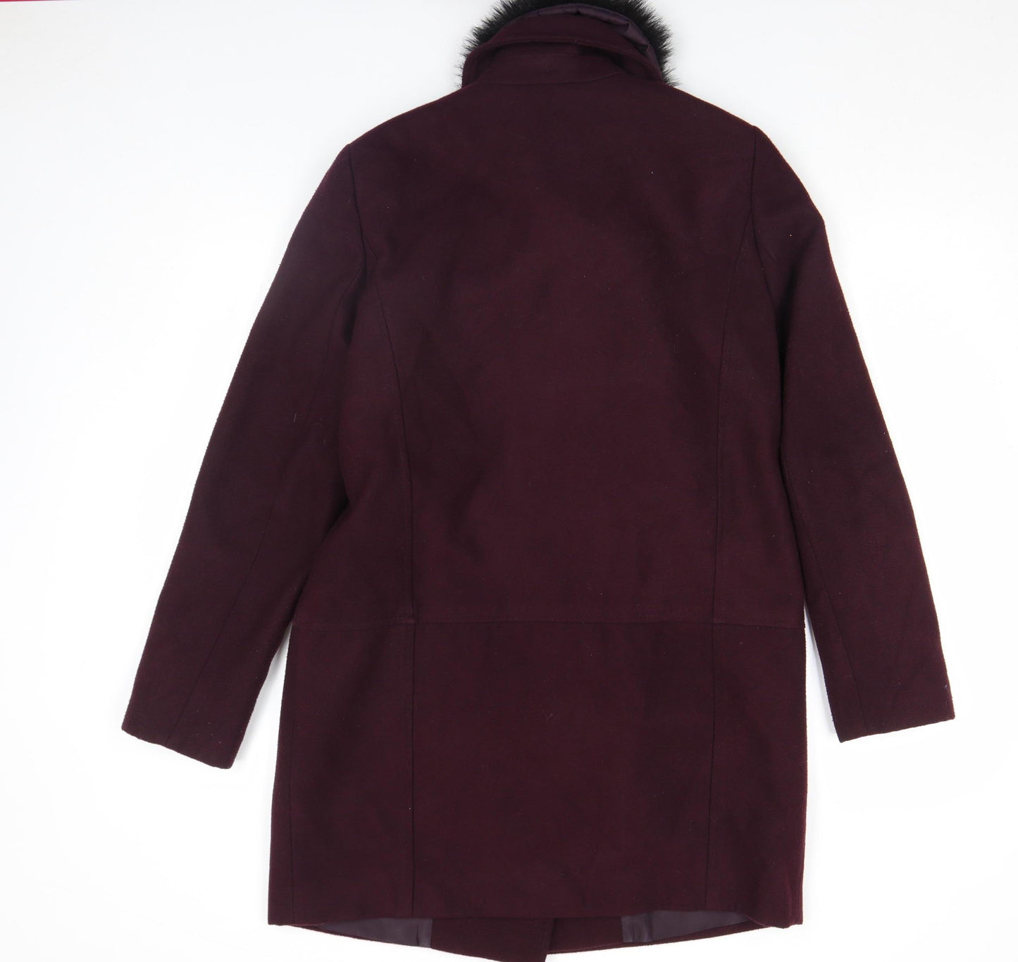 F&F Women's Purple Faux Fur Collar Mid-Length Coat Size 14