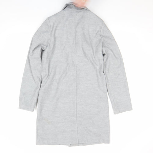 H&M Divided Women's Grey Long Overcoat XS Button Casual Workwear