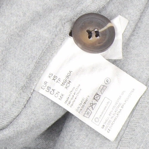 H&M Divided Women's Grey Long Overcoat XS Button Casual Workwear