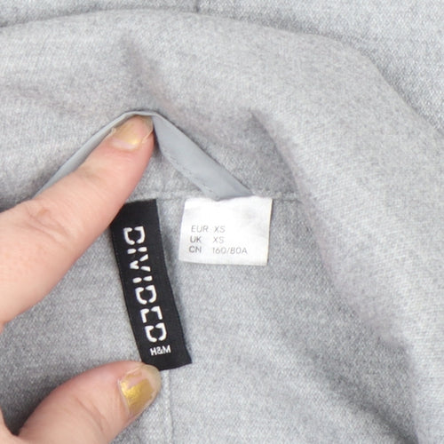 H&M Divided Women's Grey Long Overcoat XS Button Casual Workwear