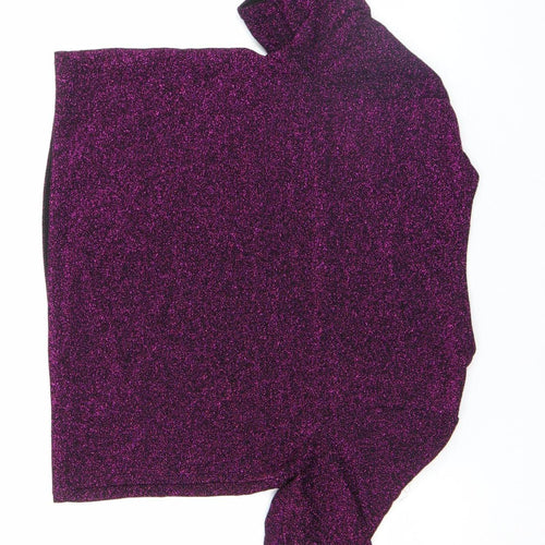 River Island Women’s Purple Glitter Cropped T-Shirt Size 8