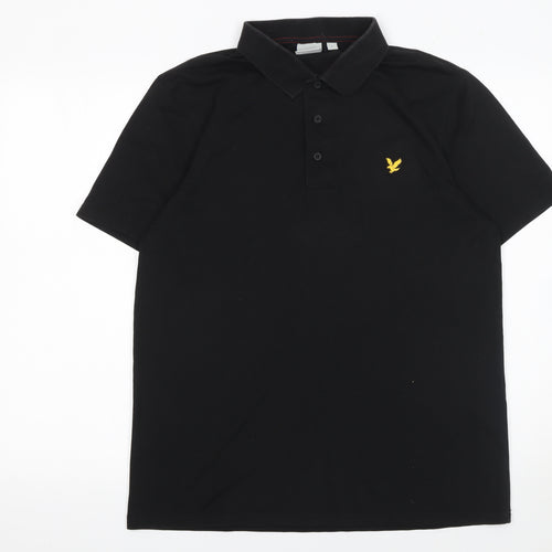 Lyle & Scott Men's Black Polo Shirt Size L Regular Fit Cotton Blend