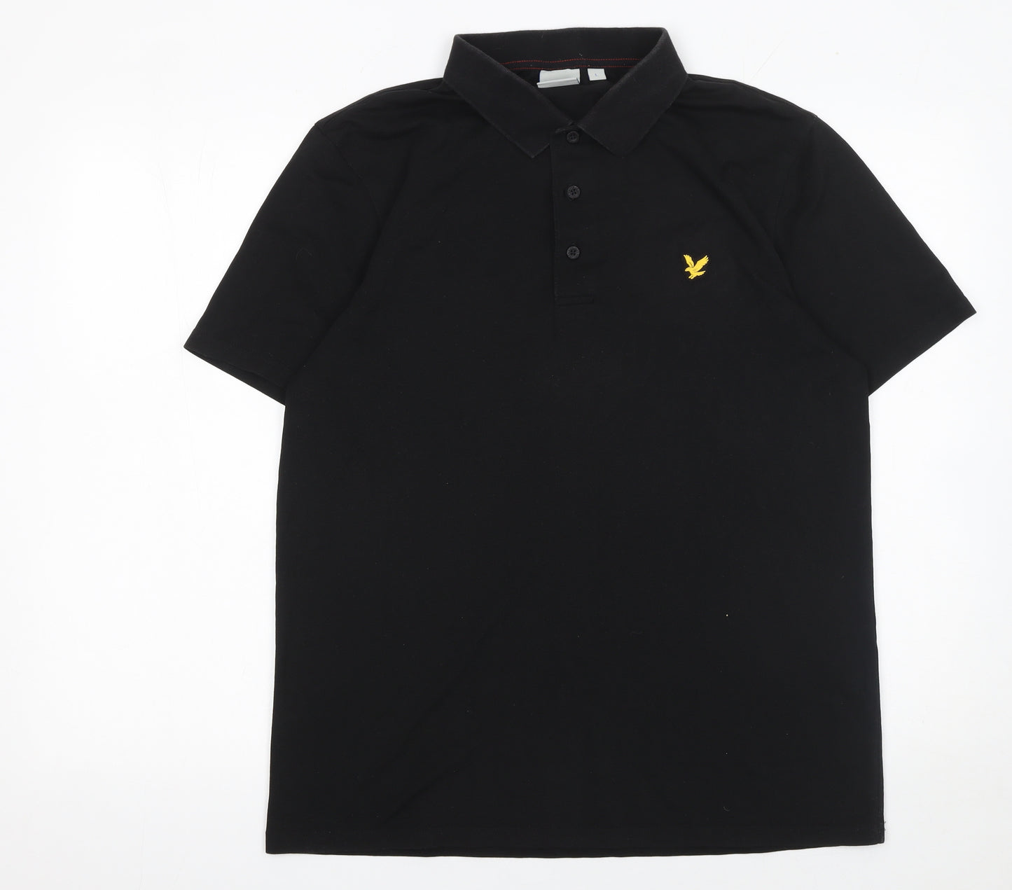 Lyle & Scott Men's Black Polo Shirt Size L Regular Fit Cotton Blend