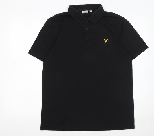 Lyle & Scott Men's Black Polo Shirt Size L Regular Fit Cotton Blend
