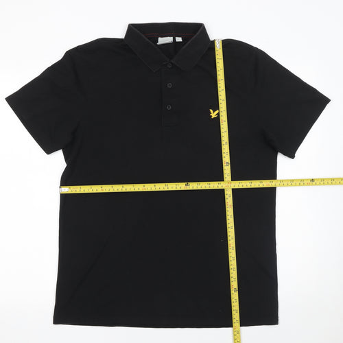 Lyle & Scott Men's Black Polo Shirt Size L Regular Fit Cotton Blend