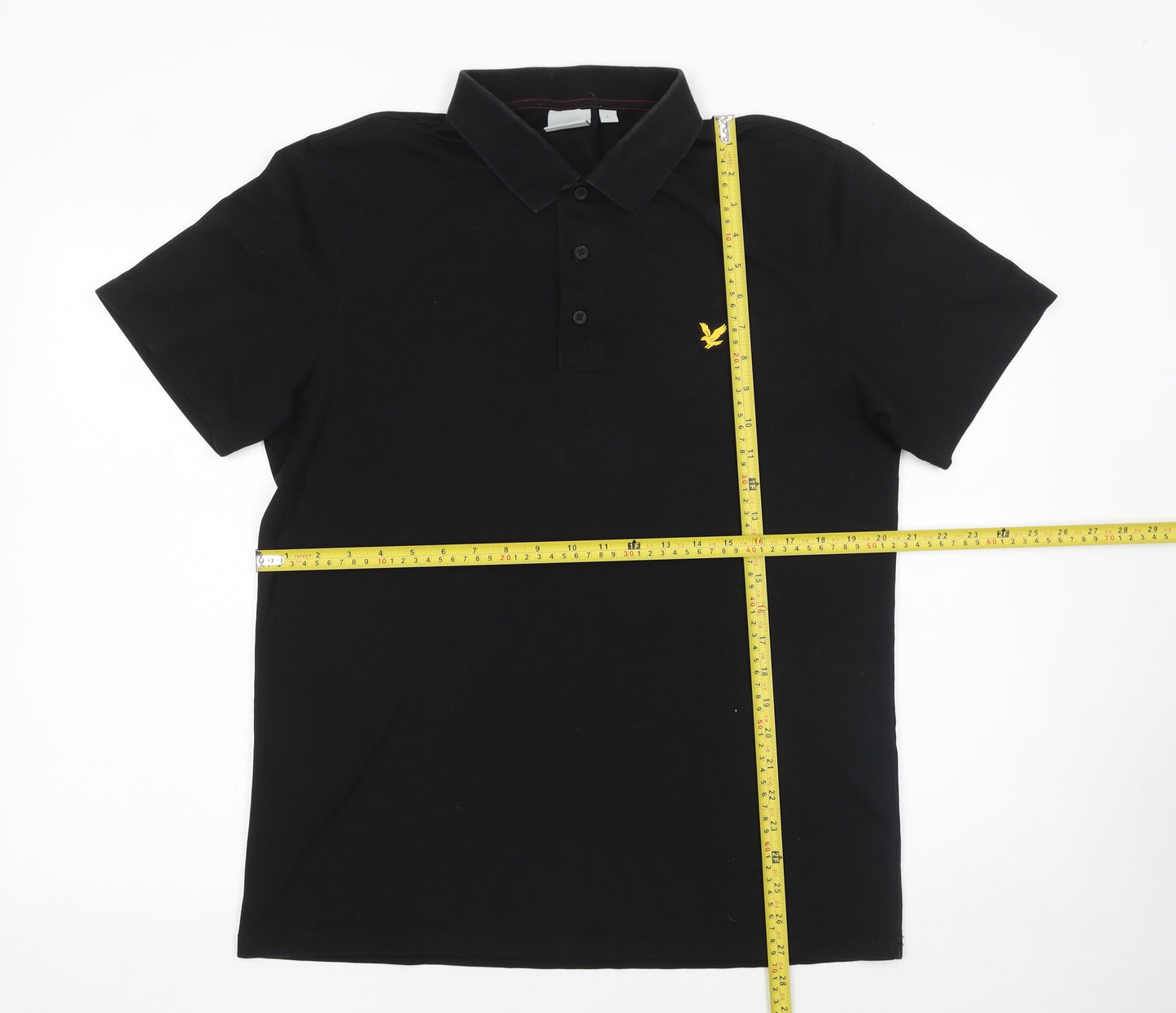 Lyle & Scott Men's Black Polo Shirt Size L Regular Fit Cotton Blend