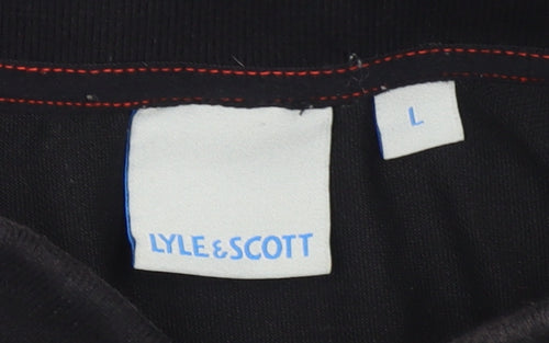 Lyle & Scott Men's Black Polo Shirt Size L Regular Fit Cotton Blend