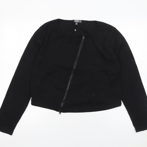 Missguided Women’s Black Cropped Zip Jersey Blouse UK 20 Plus