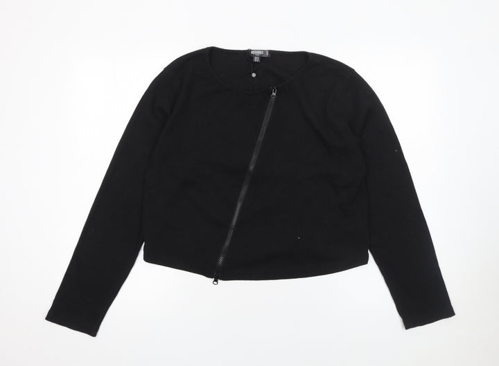 Missguided Women’s Black Cropped Zip Jersey Blouse UK 20 Plus