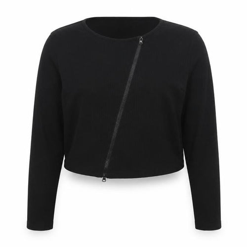 Missguided Women’s Black Cropped Zip Jersey Blouse UK 20 Plus