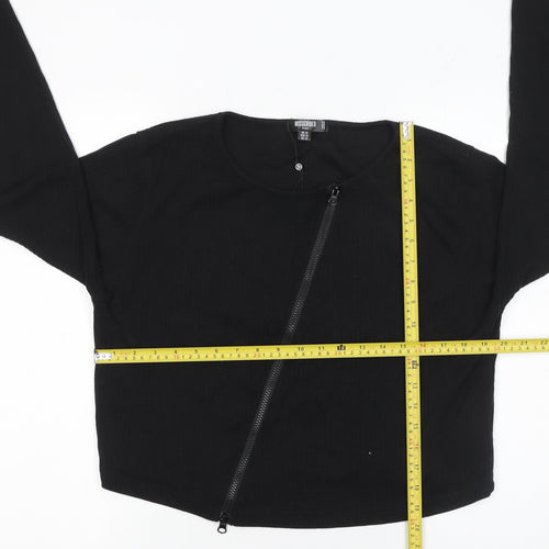 Missguided Women’s Black Cropped Zip Jersey Blouse UK 20 Plus