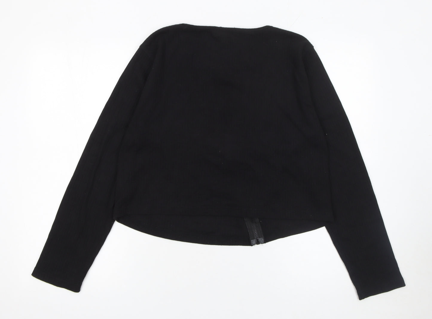 Missguided Women’s Black Cropped Zip Jersey Blouse UK 20 Plus