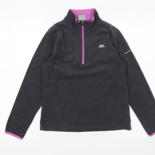 Trespass Girls Black Fleece 1/4 Zip Pullover Sweatshirt 11-12 Years