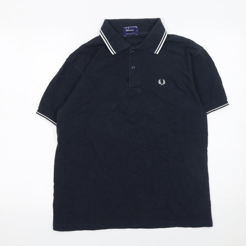 Fred Perry Men's Blue M Cotton Polo Shirt with Tipped Collar