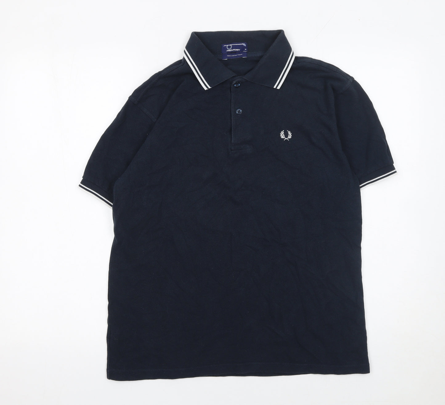 Fred Perry Men's Blue M Cotton Polo Shirt with Tipped Collar