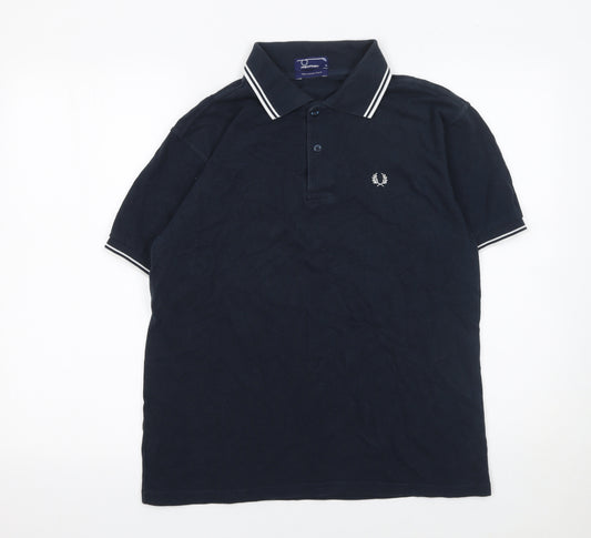 Fred Perry Men's Blue M Cotton Polo Shirt with Tipped Collar