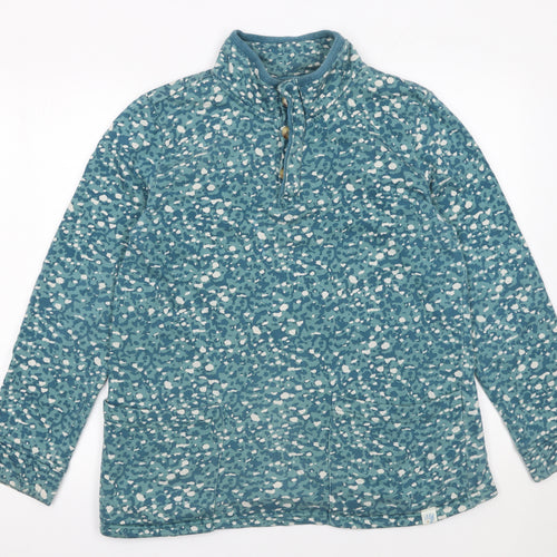 Lily & Me Women's Blue Printed 1/4 Zip Cotton Sweatshirt Size 10