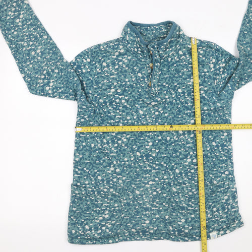 Lily & Me Women's Blue Printed 1/4 Zip Cotton Sweatshirt Size 10