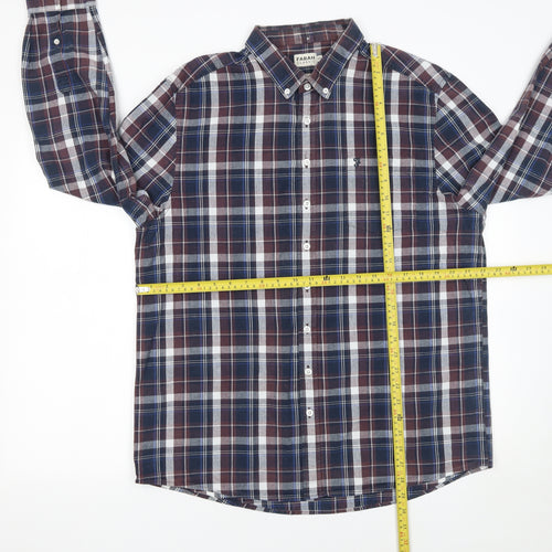 Farah Classic Men's Blue Check Long Sleeve Button-Up Shirt 2XL