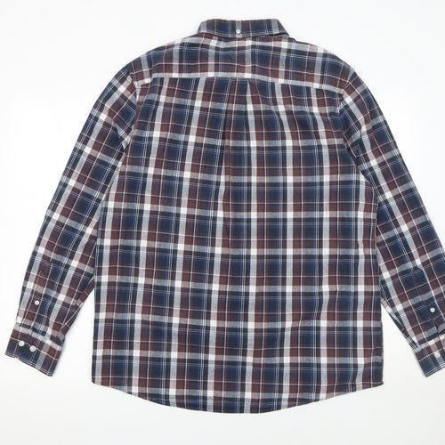 Farah Classic Men's Blue Check Long Sleeve Button-Up Shirt 2XL