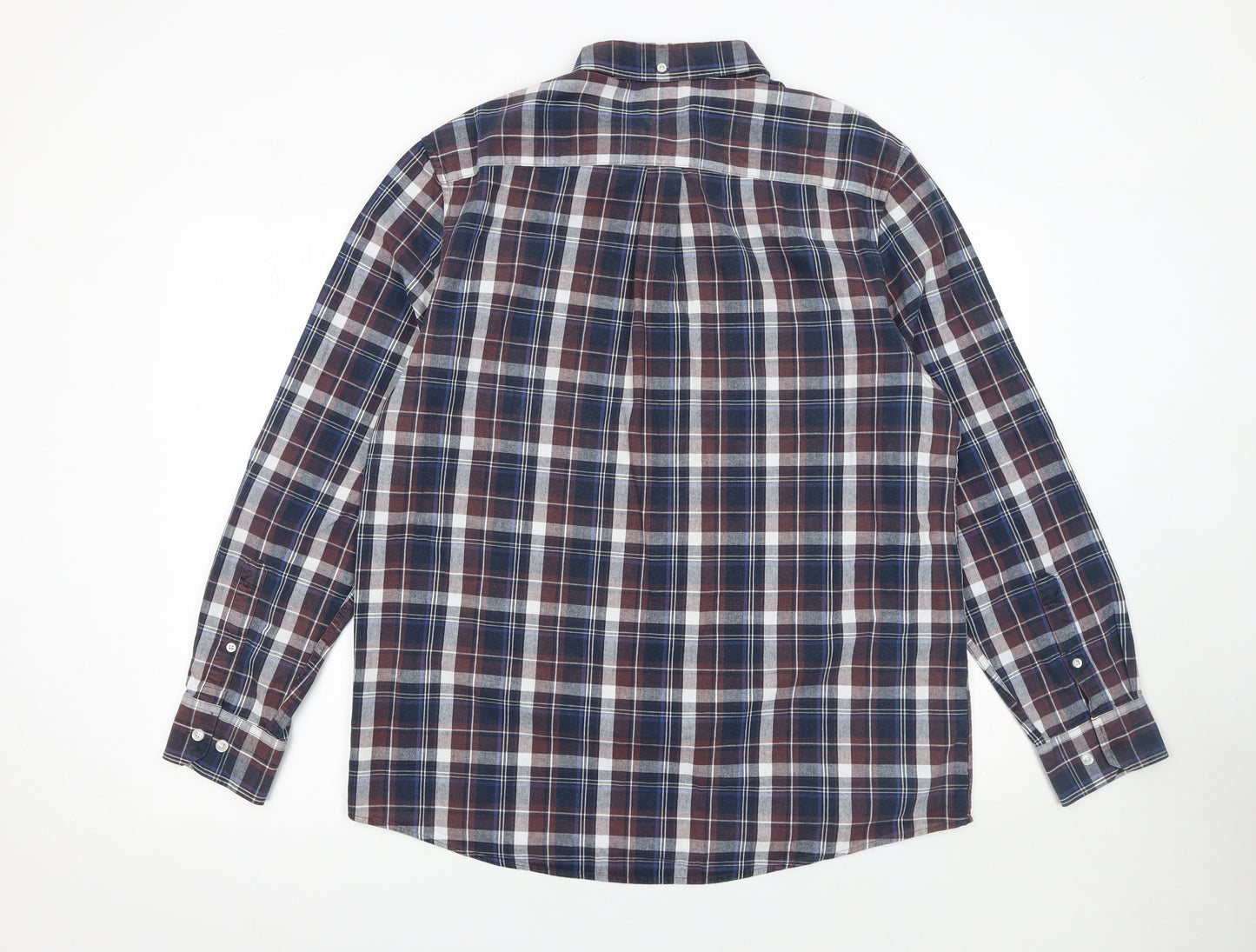 Farah Classic Men's Blue Check Long Sleeve Button-Up Shirt 2XL