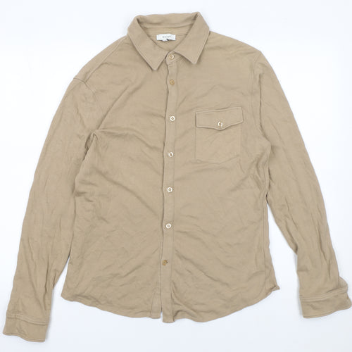 Reiss Women’s Beige Collared Long Sleeve Button-Up Shirt Size M