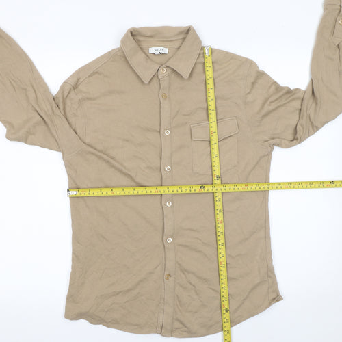 Reiss Women’s Beige Collared Long Sleeve Button-Up Shirt Size M