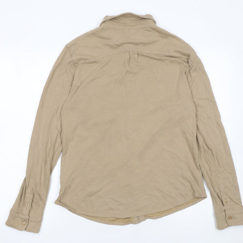 Reiss Women’s Beige Collared Long Sleeve Button-Up Shirt Size M