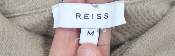 Reiss Women’s Beige Collared Long Sleeve Button-Up Shirt Size M