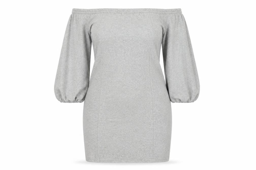 ASOS Women Grey Bodycon Off Shoulder Jersey Dress Size 14