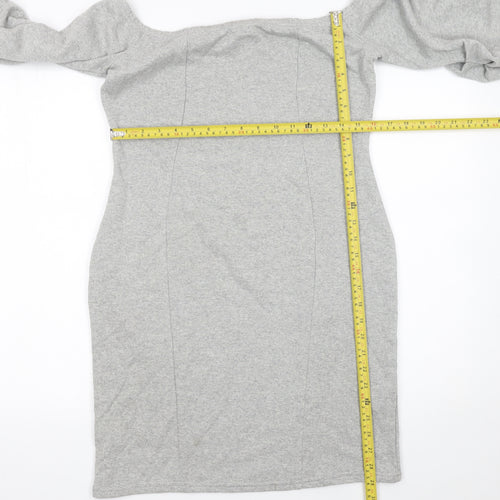 ASOS Women Grey Bodycon Off Shoulder Jersey Dress Size 14