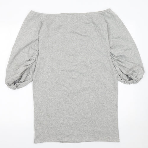 ASOS Women Grey Bodycon Off Shoulder Jersey Dress Size 14