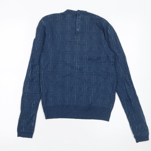 Sixton London Women’s Blue XS Geometric Knit Crew Neck Jumper