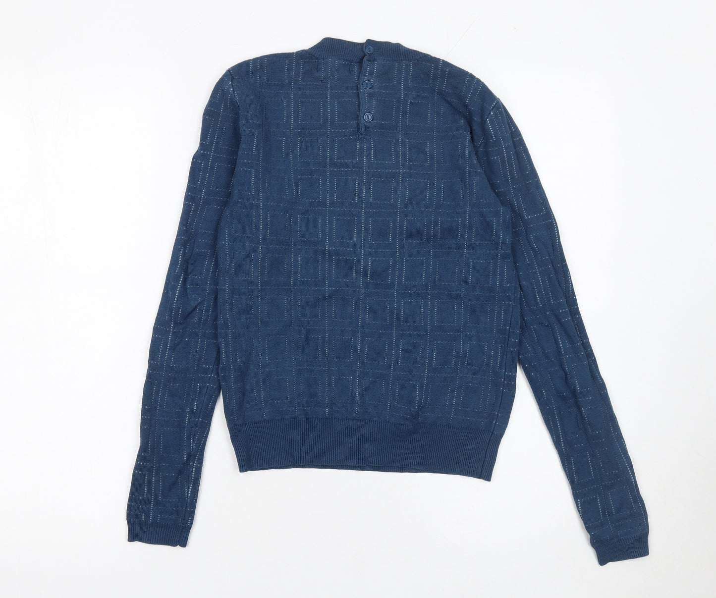 Sixton London Women’s Blue XS Geometric Knit Crew Neck Jumper