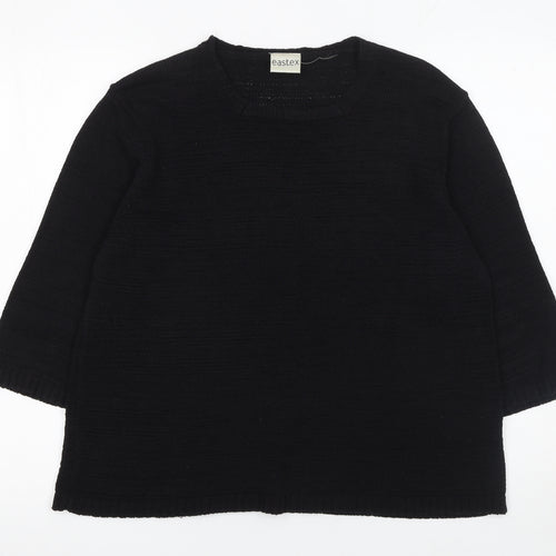 Eastex Women's Black Cotton Knit 3/4 Sleeve Pullover Jumper Size 20